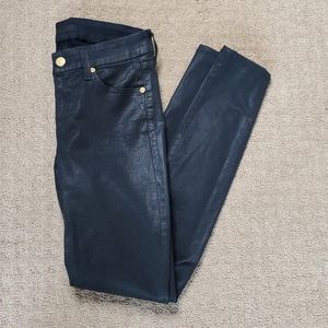 7 For All Mankind Black Sheen Skinny Pant